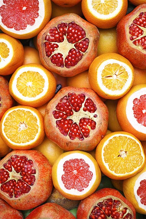 laranjas e romãs vitamina c atomy